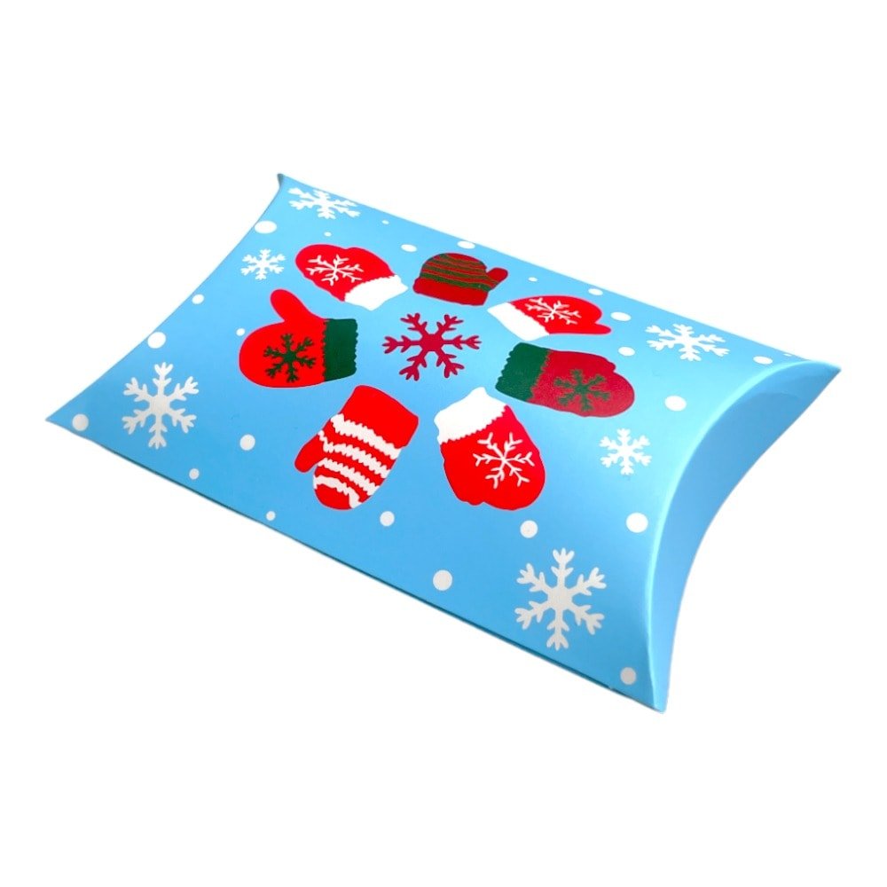 Cutie Crăciun în formă de pernă - model 3 fulgi de zăpadă (set 50 buc) 12x7.2x2.5cm - CraftUp