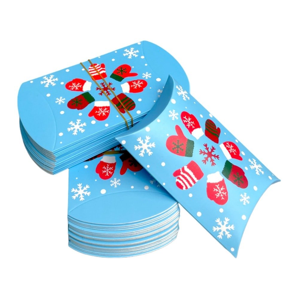 Cutie Crăciun în formă de pernă - model 3 fulgi de zăpadă (set 50 buc) 12x7.2x2.5cm - CraftUp