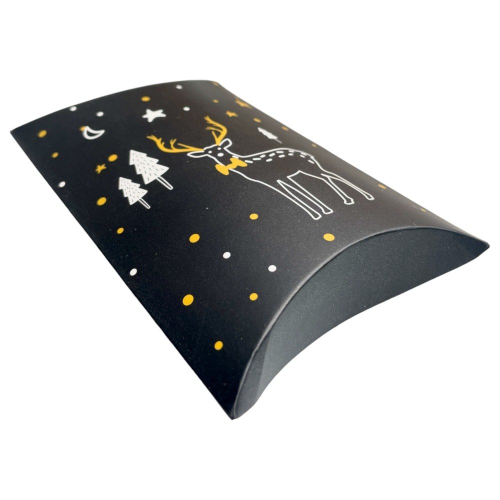 Cutie Crăciun în formă de pernă - model 8 negru (set 50 buc) 14x10x2.6cm - CraftUp