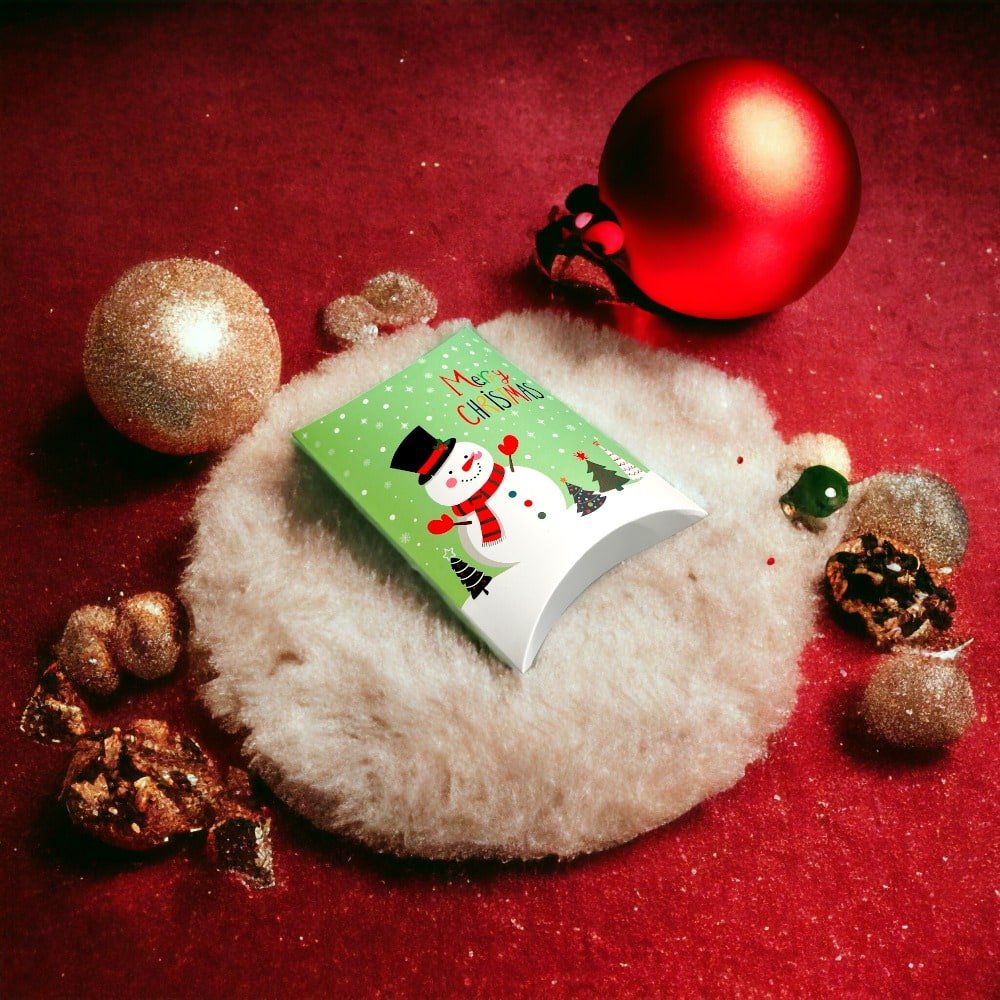 Cutie Crăciun în formă de pernă - model 9 verde (set 50 buc) 14x10x2.6cm - CraftUp