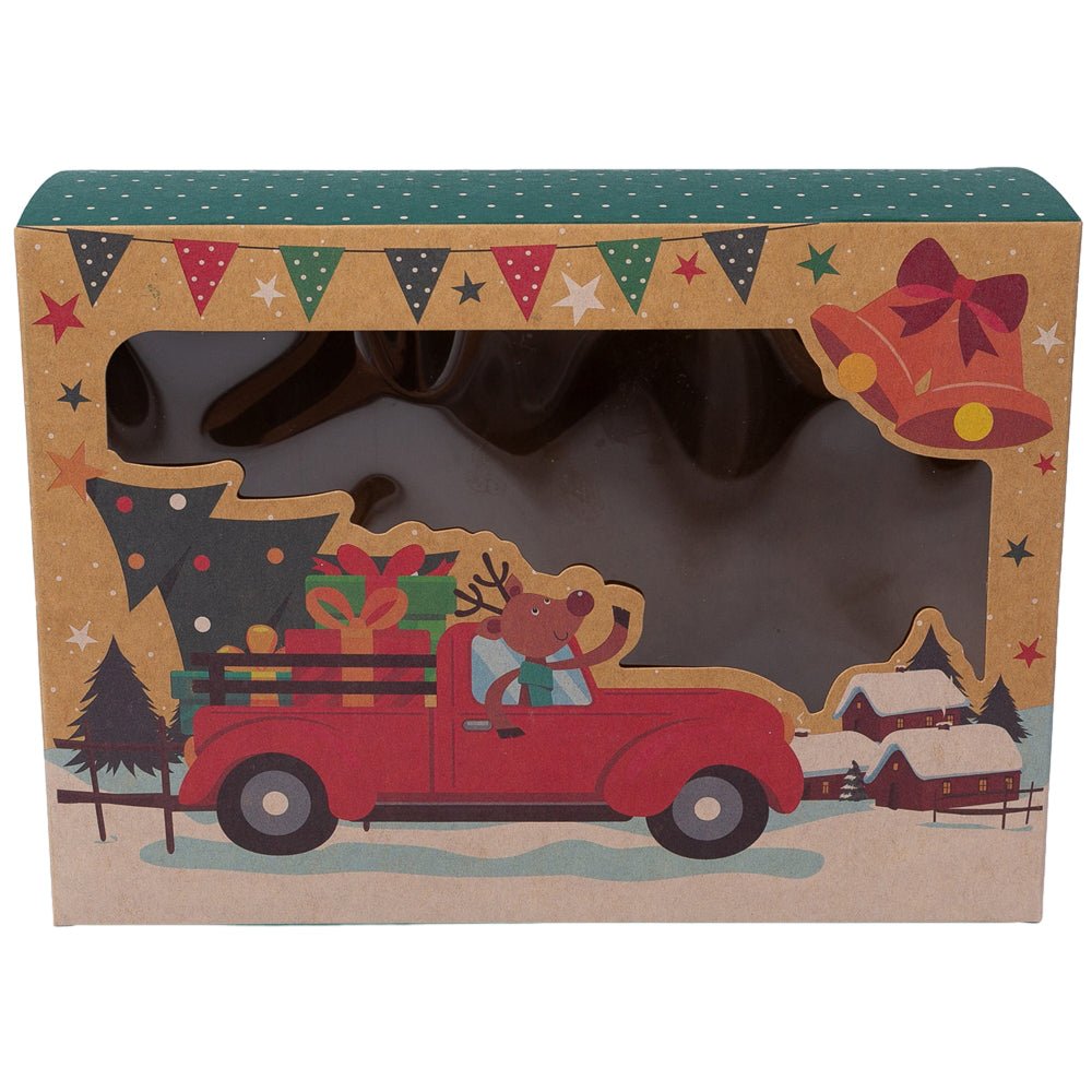 Cutie Crăciun kraft cu mașina, cadouri și fereastră (set 50 buc) - CraftUp