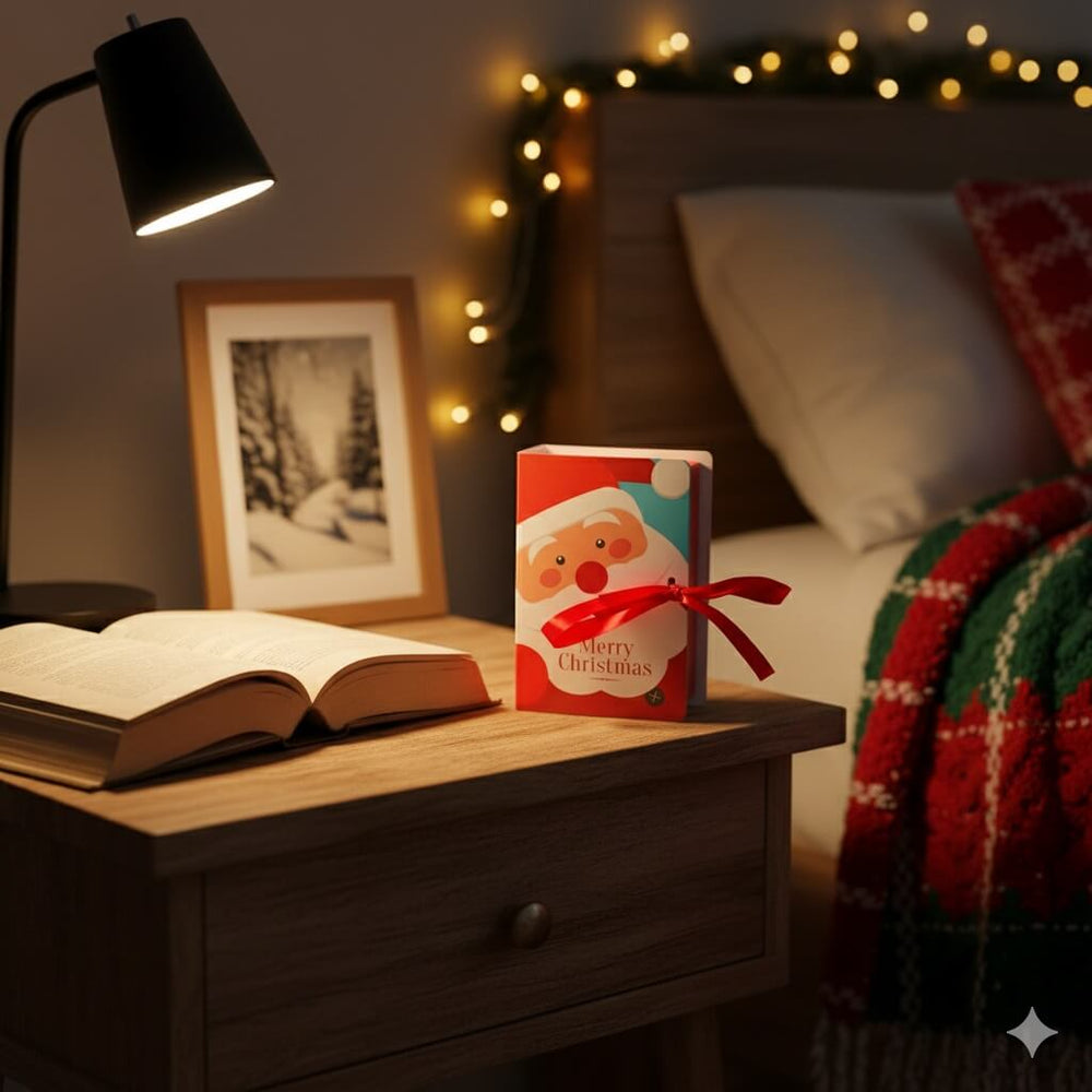 Cutie Crăciun tip carte cu Moș Crăciun și fundă (set 25 buc) - CraftUp