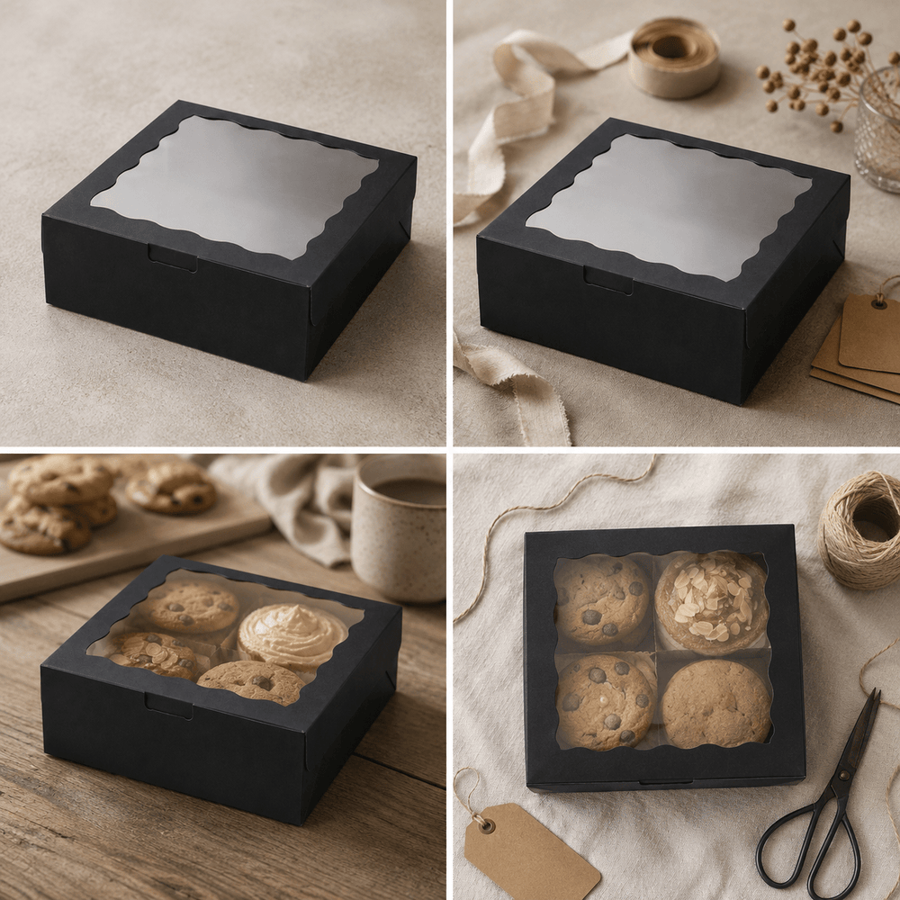 Cutie cu fereastră ondulată transparentă - negru (set 50 buc) - CraftUp