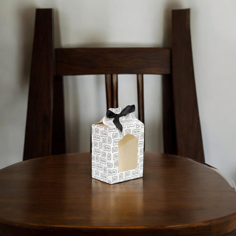 Cutie cu fereastră și bandă satinată - model 1 mesaje (set 25 buc) - CraftUp