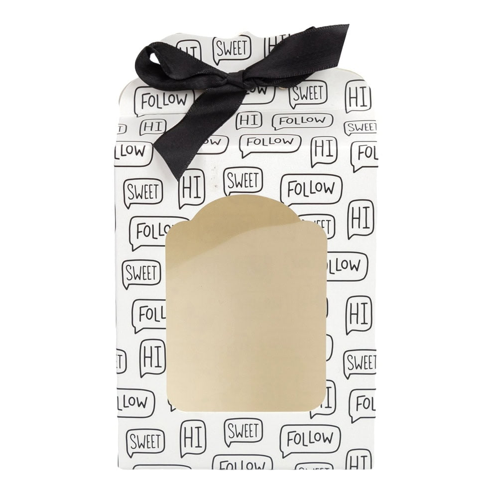 Cutie cu fereastră și bandă satinată - model 1 mesaje (set 25 buc) - CraftUp