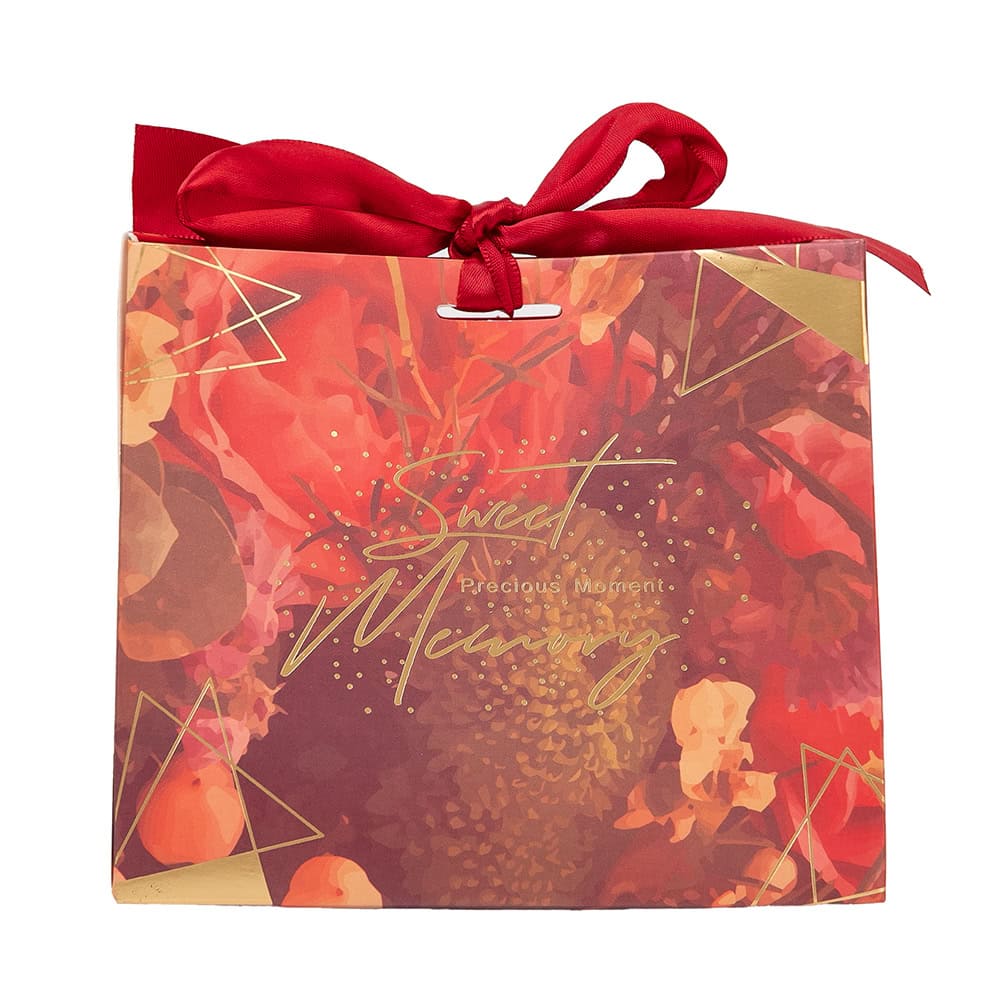 Cutie cu fundă satinată și mesaj Sweet Memory - roșu (set 50 buc) - CraftUp