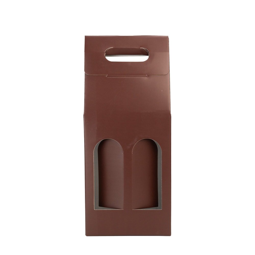 Cutie cu mâner pentru 2 sticle - maro (set 10 buc) - CraftUp