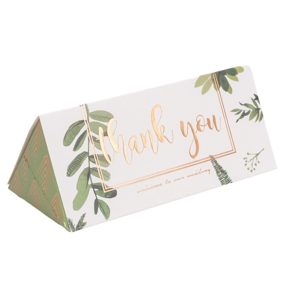 Cutie cu mesaj Thank you și panglică - verde (set 50 buc) - 13x5.5 - CraftUp