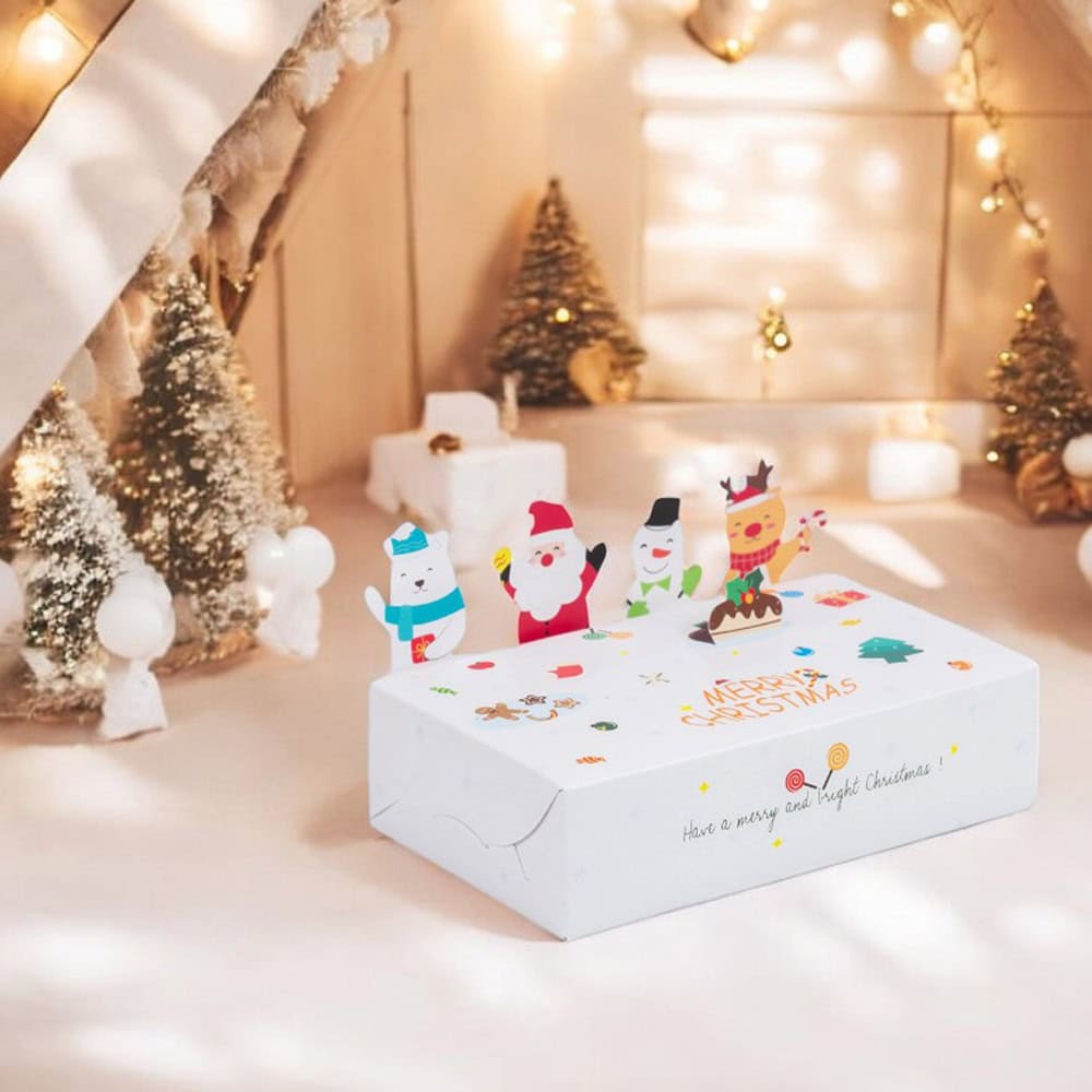 Cutie de Crăciun cu figurine 3D - alb (set 10 buc) - CraftUp