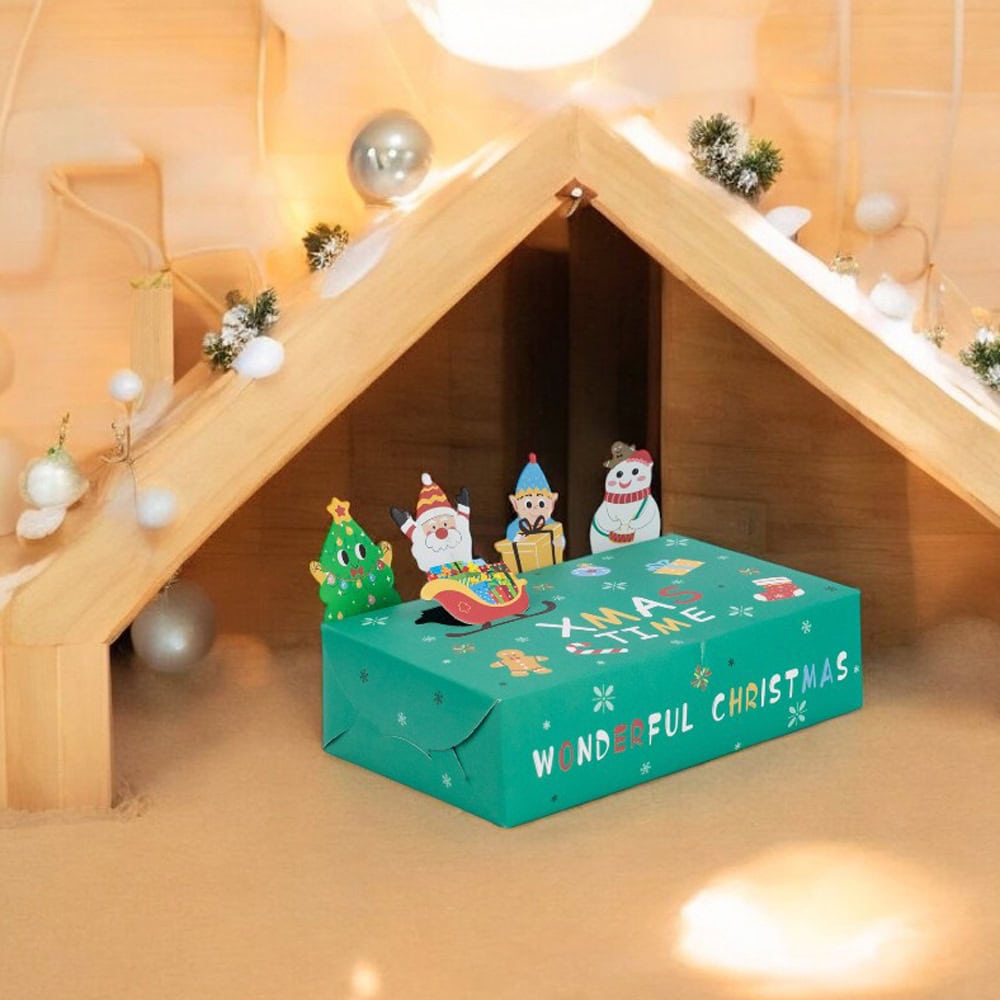 Cutie de Crăciun cu figurine 3D - verde (set 10 buc) - CraftUp