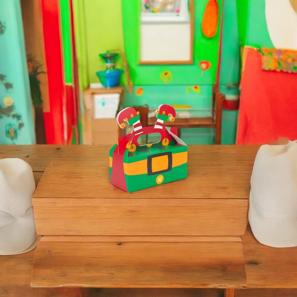 Cutie de Crăciun cu mâner model elf - verde (set 25 buc) - CraftUp