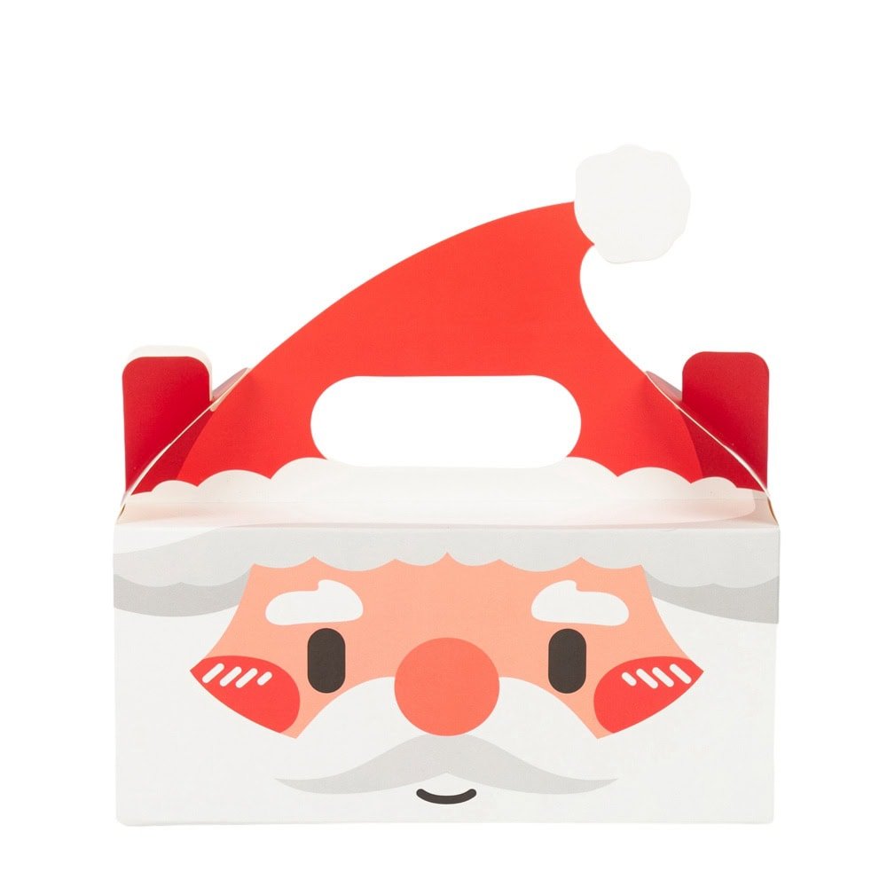 Cutie de Crăciun cu mâner model Moș Crăciun - alb (set 25 buc) - CraftUp