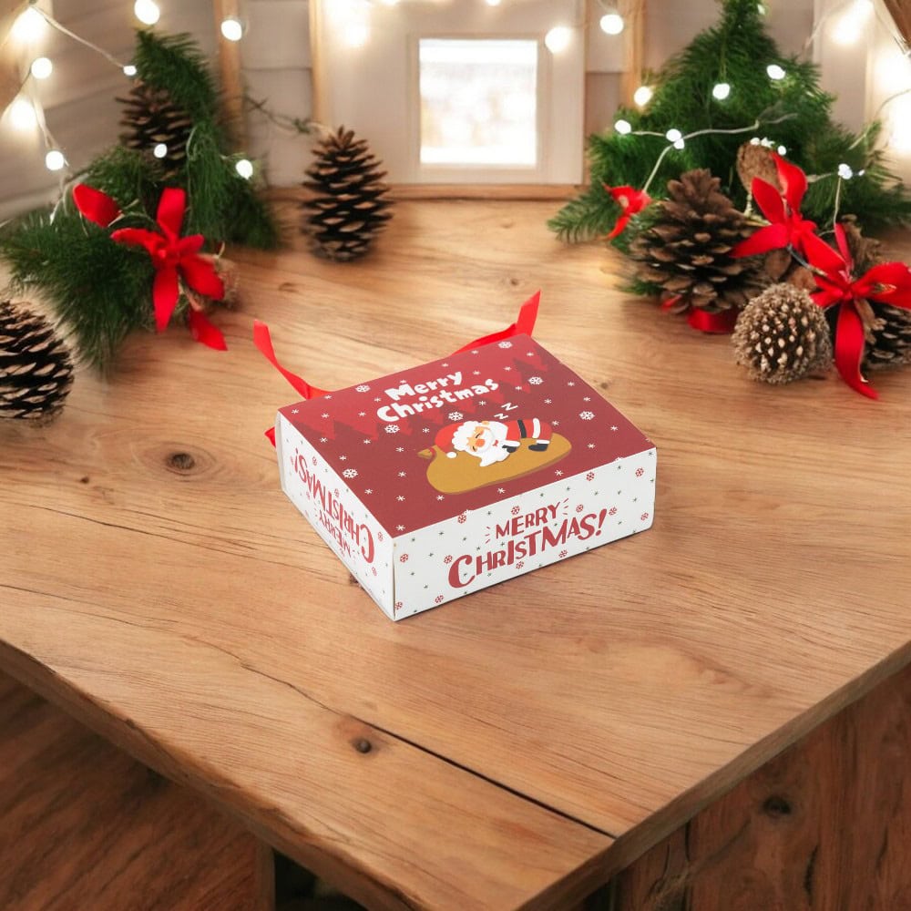 Cutie de Crăciun cu sertar și fundă satinată - roșu (set 25 buc) - CraftUp