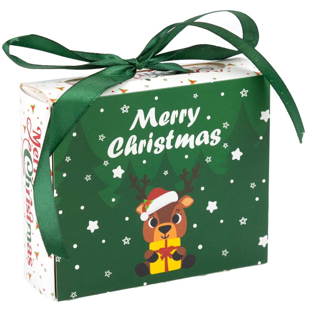 Cutie de Crăciun cu sertar și fundă satinată - verde (set 25 buc) - CraftUp