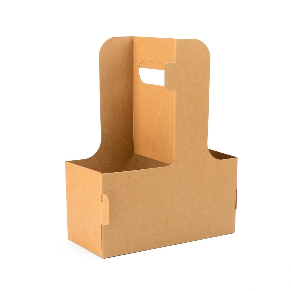 Cutie deschisă kraft cu mâner pentru două pahare 17.5x8x22.5cm (set 50 buc) - CraftUp