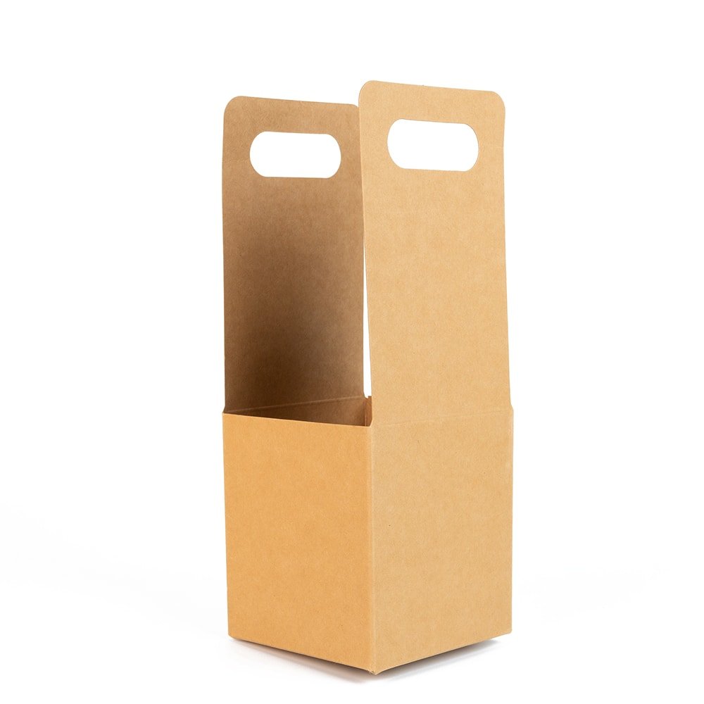 Cutie deschisă kraft cu mâner pentru un pahar 9x9x24cm (set 50 buc) - CraftUp