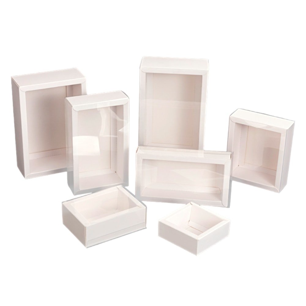 Cutie din hârtie cu fereastră - alb (set 50 buc) - CraftUp