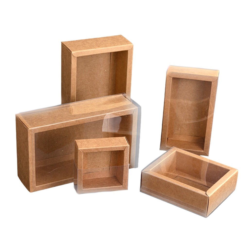 Cutie din hârtie cu fereastră - kraft (set 50 buc) - CraftUp