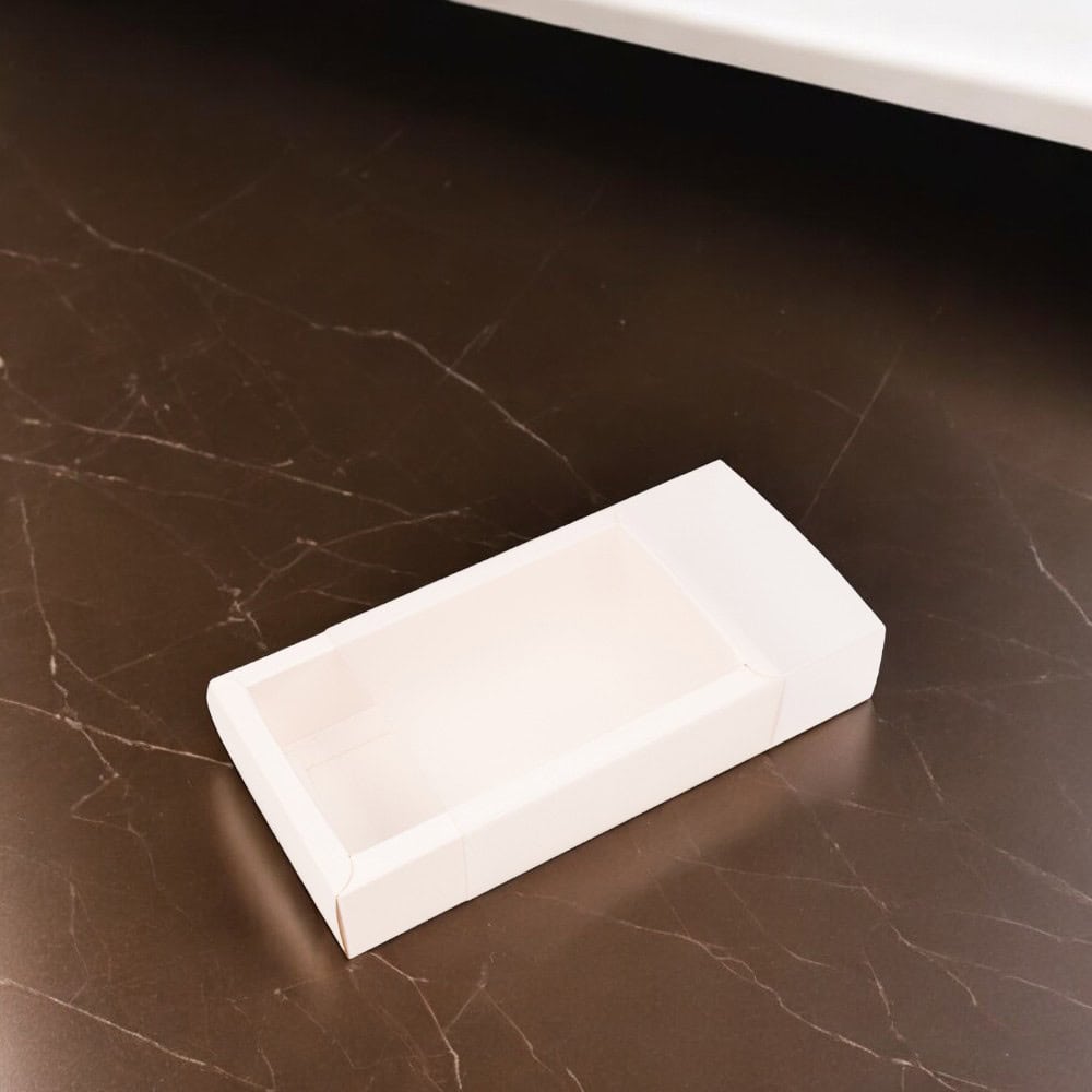 Cutie din hârtie cu fereastră mată - alb (set 50 buc) - CraftUp