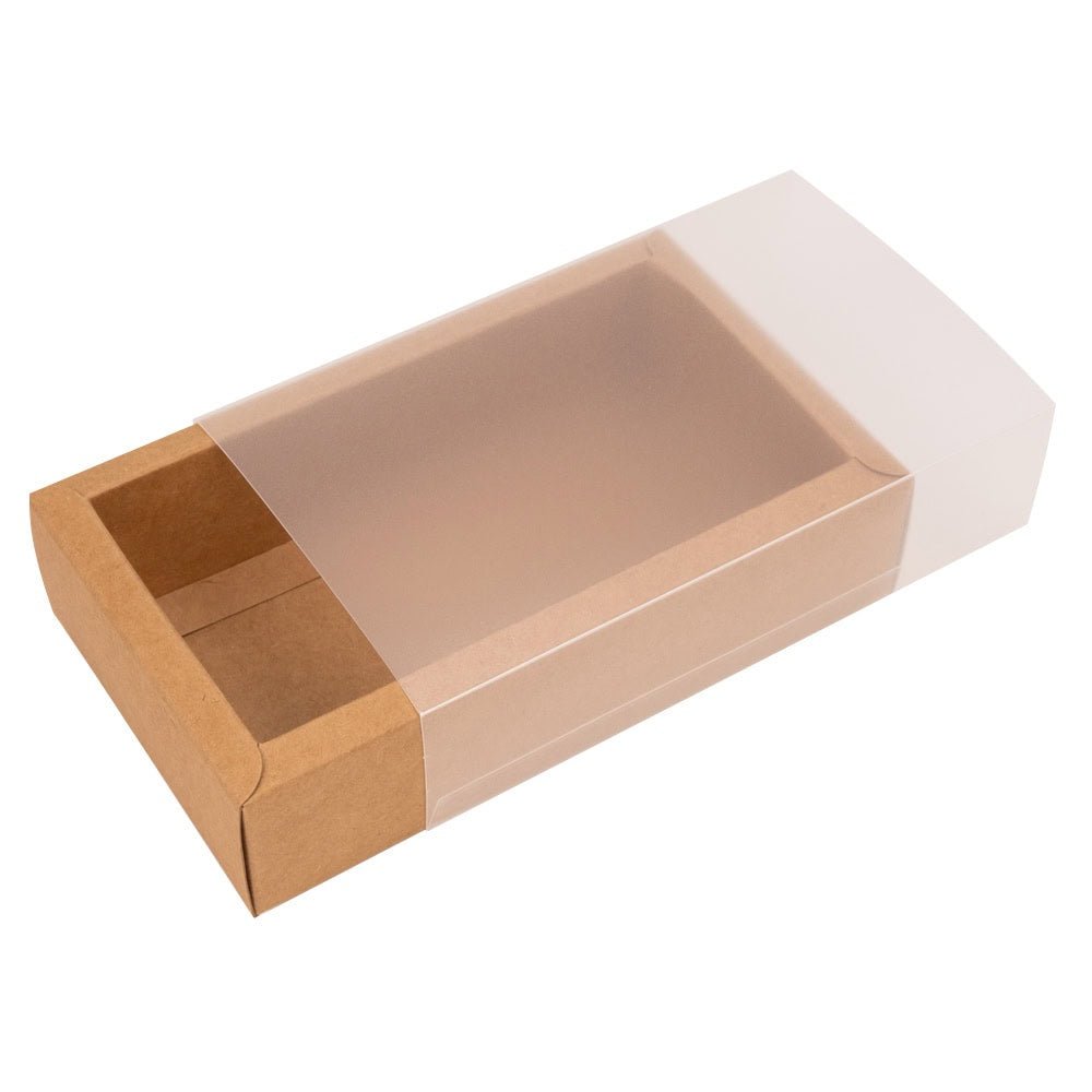 Cutie din hârtie cu fereastră mată - kraft (set 50 buc) - CraftUp