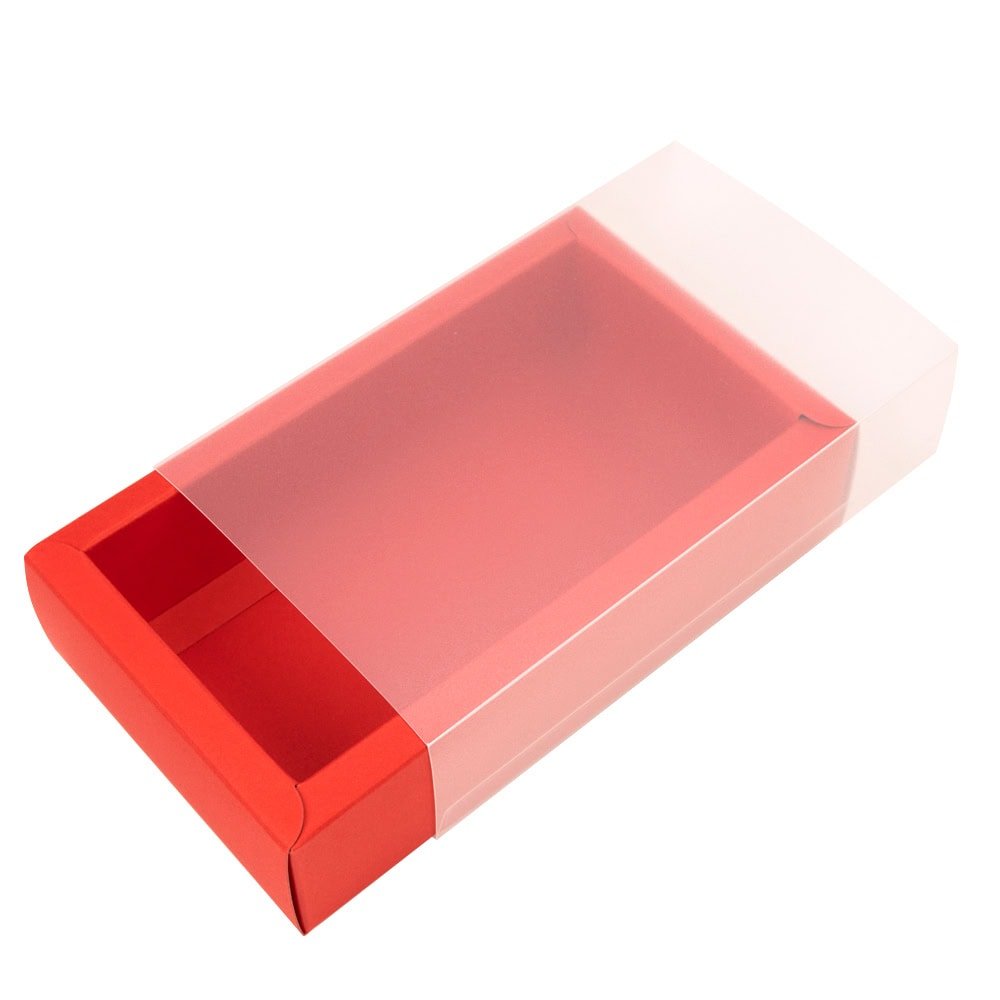 Cutie din hârtie cu fereastră mată - roșu (set 50 buc) - CraftUp