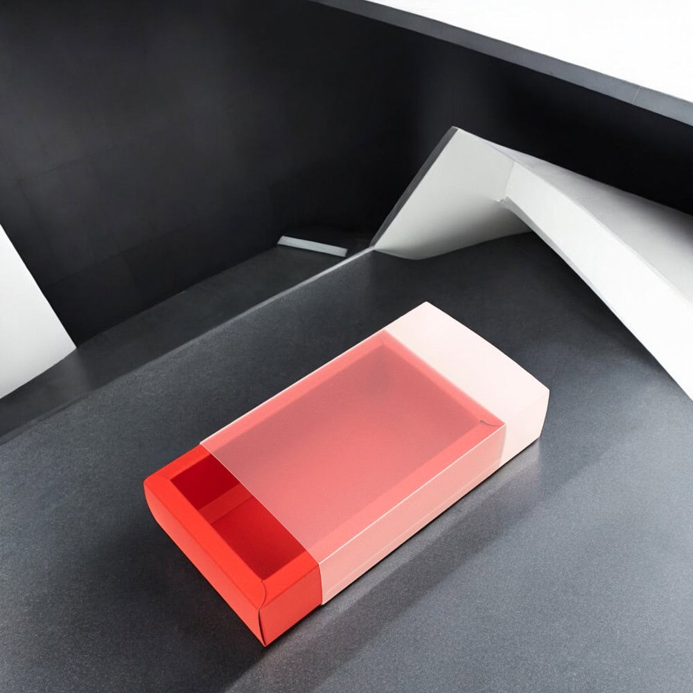 Cutie din hârtie cu fereastră mată - roșu (set 50 buc) - CraftUp