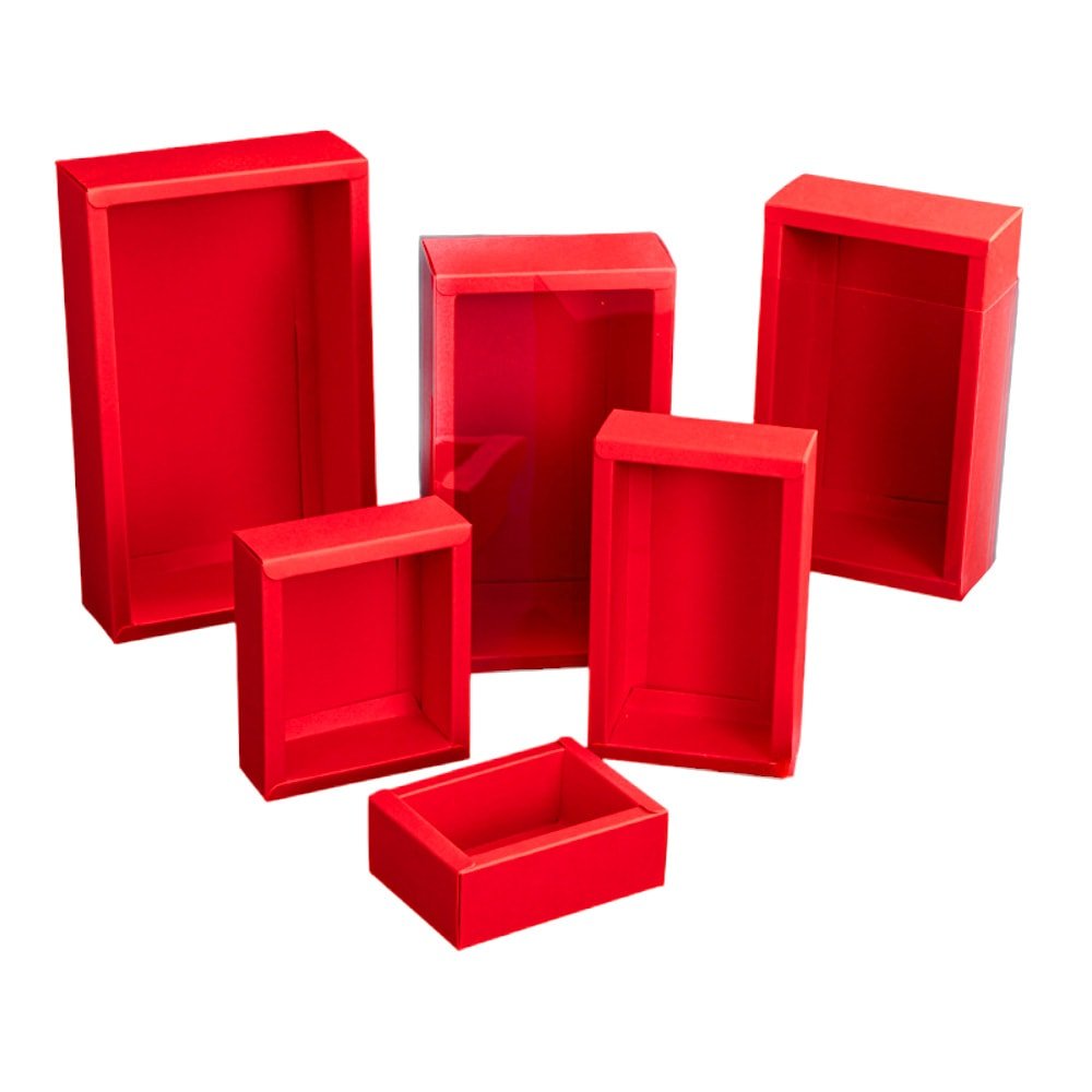 Cutie din hârtie cu fereastră - roșu (set 50 buc) - CraftUp