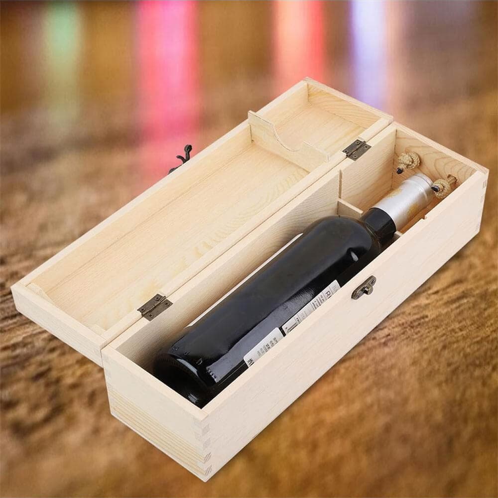 Cutie din lemn pentru sticlă de vin cu mâner - CraftUp