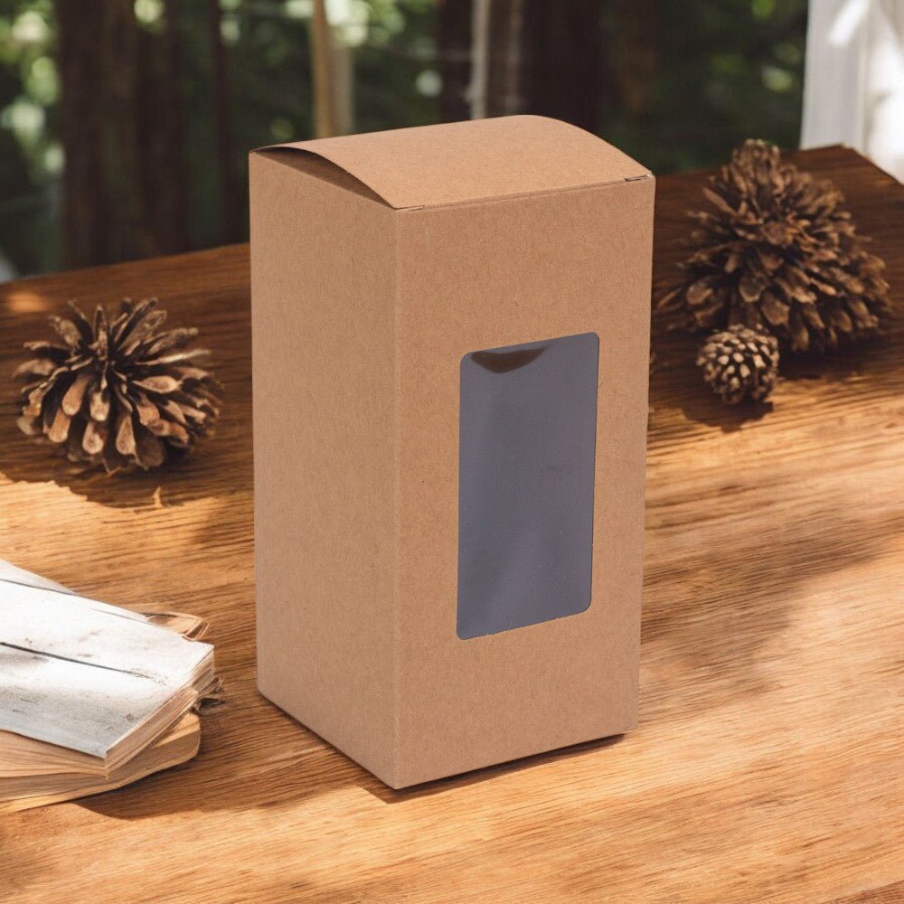 Cutie dreptunghiulară cu fereastră – kraft (set 50 buc) 8x8x12cm - CraftUp