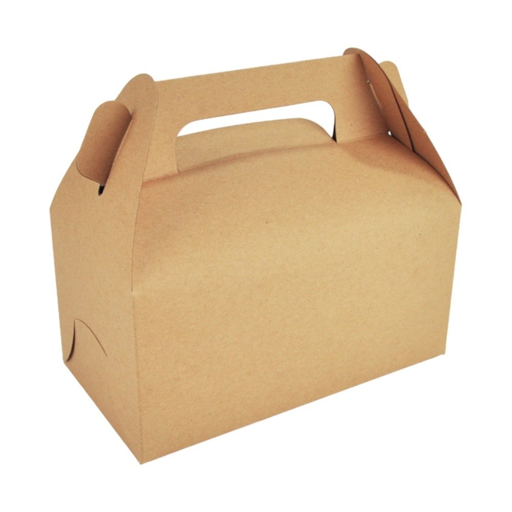 Cutie dreptunghiulară cu mâner - kraft (set 12 buc) 20x15x8cm - CraftUp
