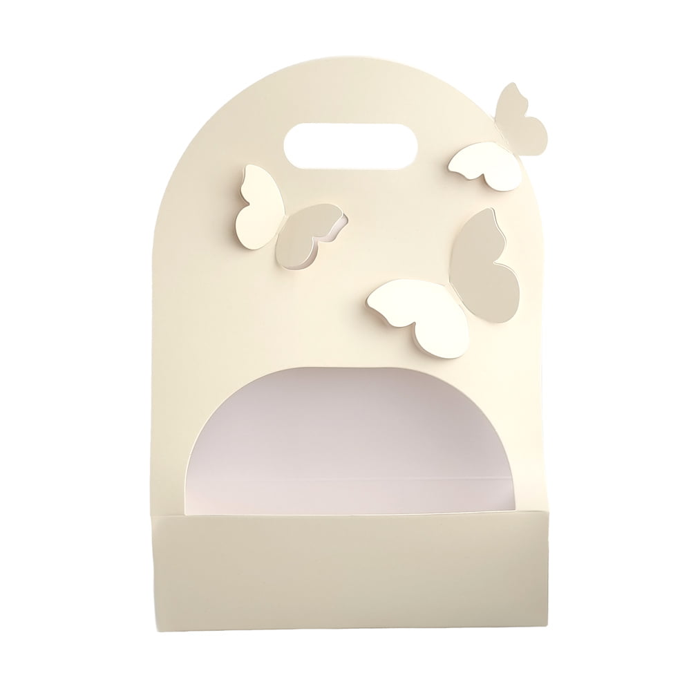 Cutie dreptunghiulară cu mâner și fluturași - bej (set 10 buc) - CraftUp