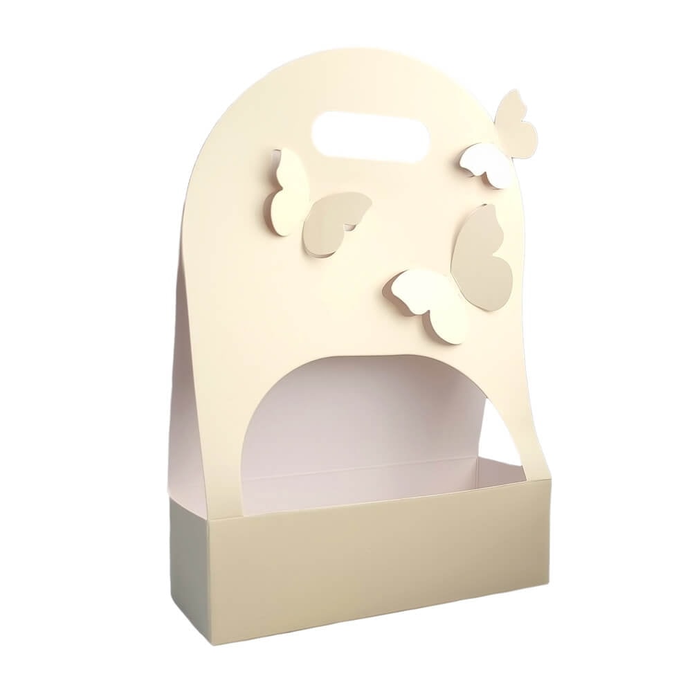Cutie dreptunghiulară cu mâner și fluturași - bej (set 10 buc) - CraftUp