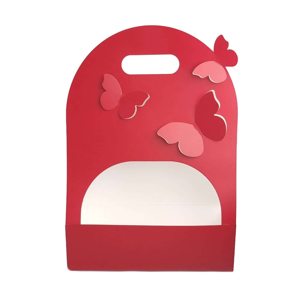 Cutie dreptunghiulară cu mâner și fluturași - roșu (set 10 buc) - CraftUp