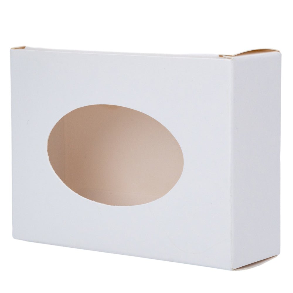 Cutie dreptunghiulară din hârtie cu fereastră ovală - alb (set 50 buc) 9.6x3x7cm - CraftUp