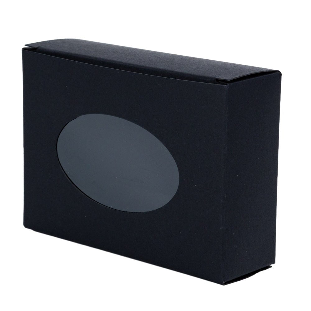 Cutie dreptunghiulară din hârtie cu fereastră ovală - negru (set 50 buc) 9.6x3x7cm - CraftUp