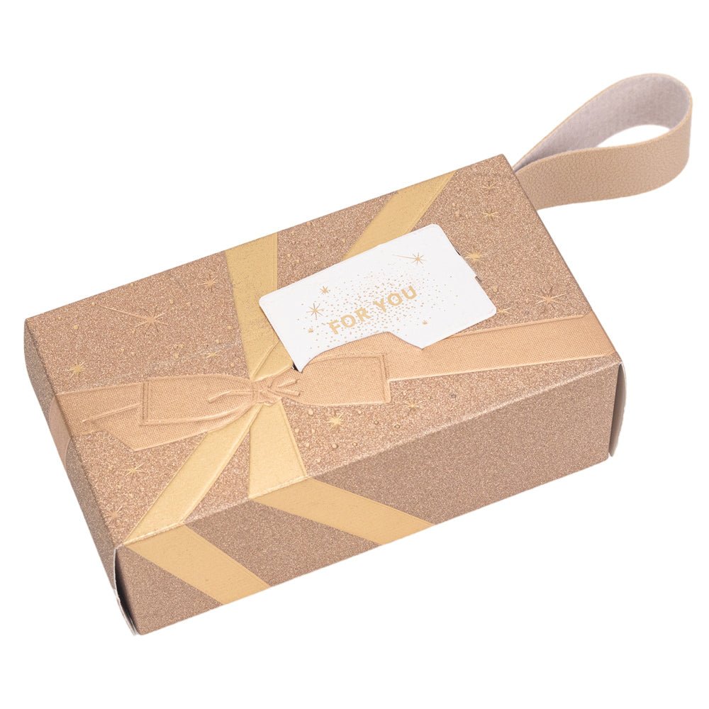 Cutie dreptunghiulară model cadou cu maner - auriu (set 25 buc) - 12.5x6.8x4.5cm - CraftUp