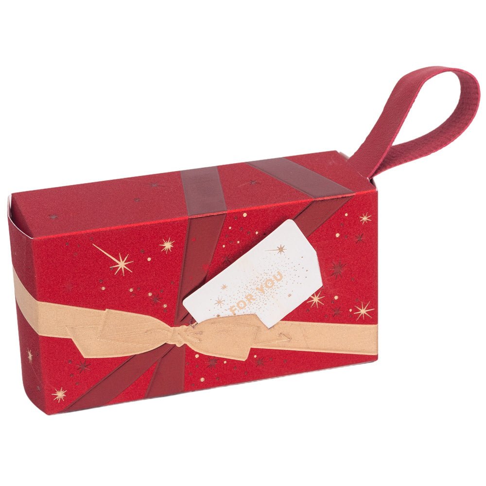 Cutie dreptunghiulară model cadou cu mâner - roșu (set 25 buc) - 12.5x6.8x4.5cm - CraftUp