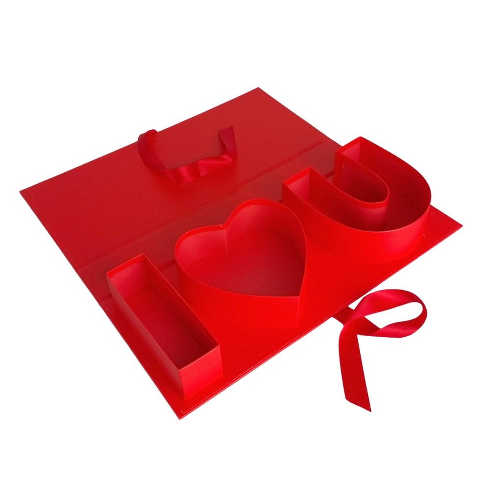 Cutie dreptunghiulara model trandafir I love you - roșu - CraftUp