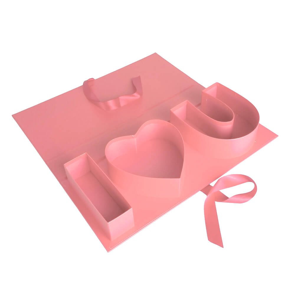 Cutie dreptunghiulara model trandafir I love you - roz - CraftUp