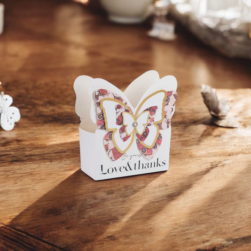 Cutie dreptunghiulară pentru flori model fluture - roșu (set 10 buc) - CraftUp