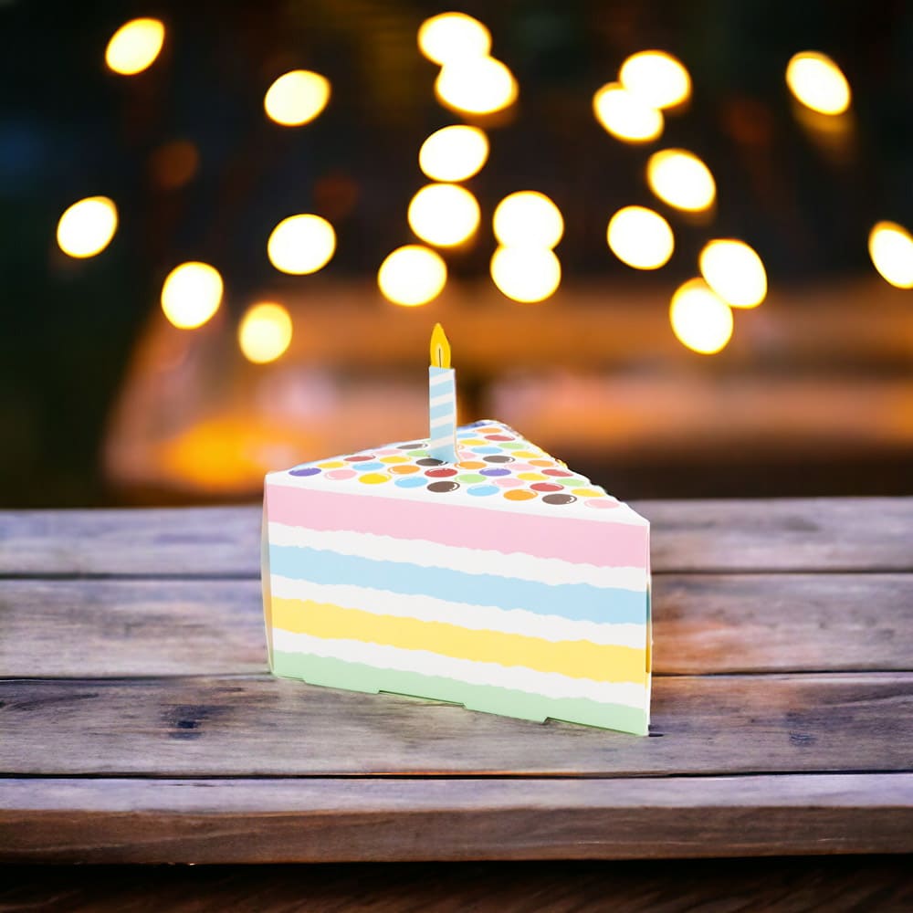 Cutie felie tort cu lumânare - multicolor (set 50 buc) - CraftUp