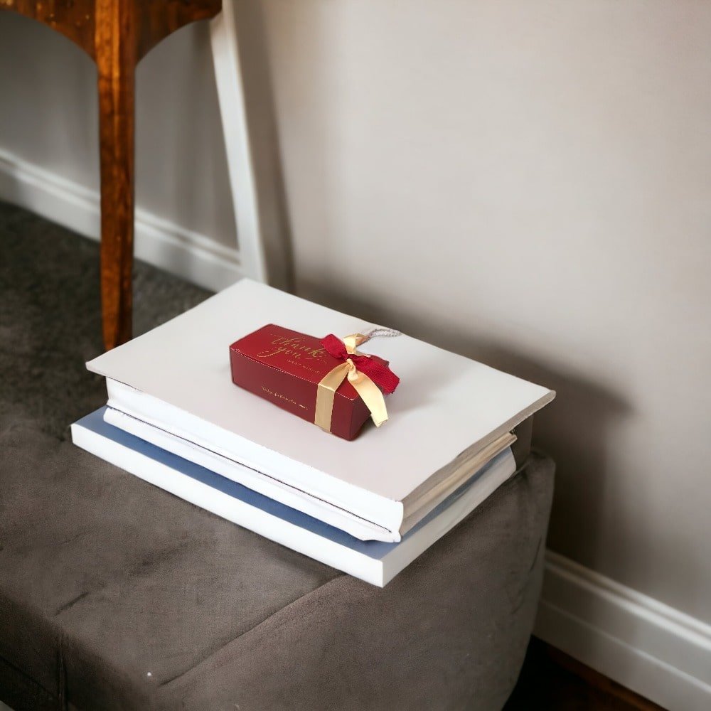 Cutie hârtie cu fundă Thank you 14x7x4.5cm - roșu (set 50 buc) - CraftUp