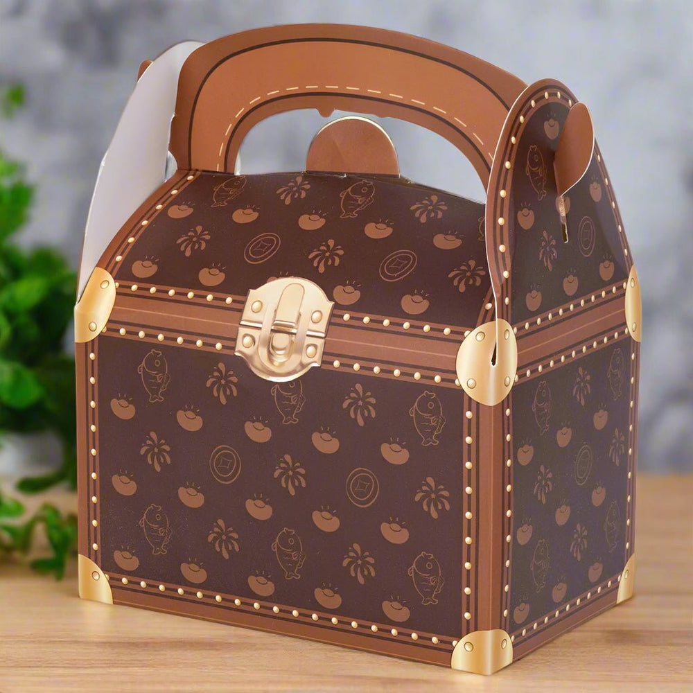 Cutie hârtie cu mâner tip geantă - maro (set 25 buc) - 11x14x7cm - CraftUp