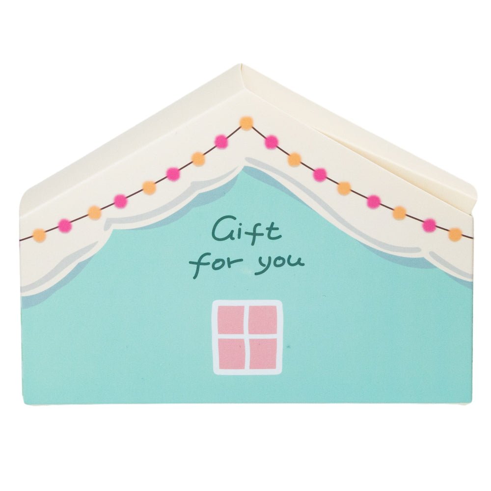 Cutie hârtie în formă de casă cu mesaj "Gift for you" - turcoaz (set 10 buc) 4x14x10cm - CraftUp