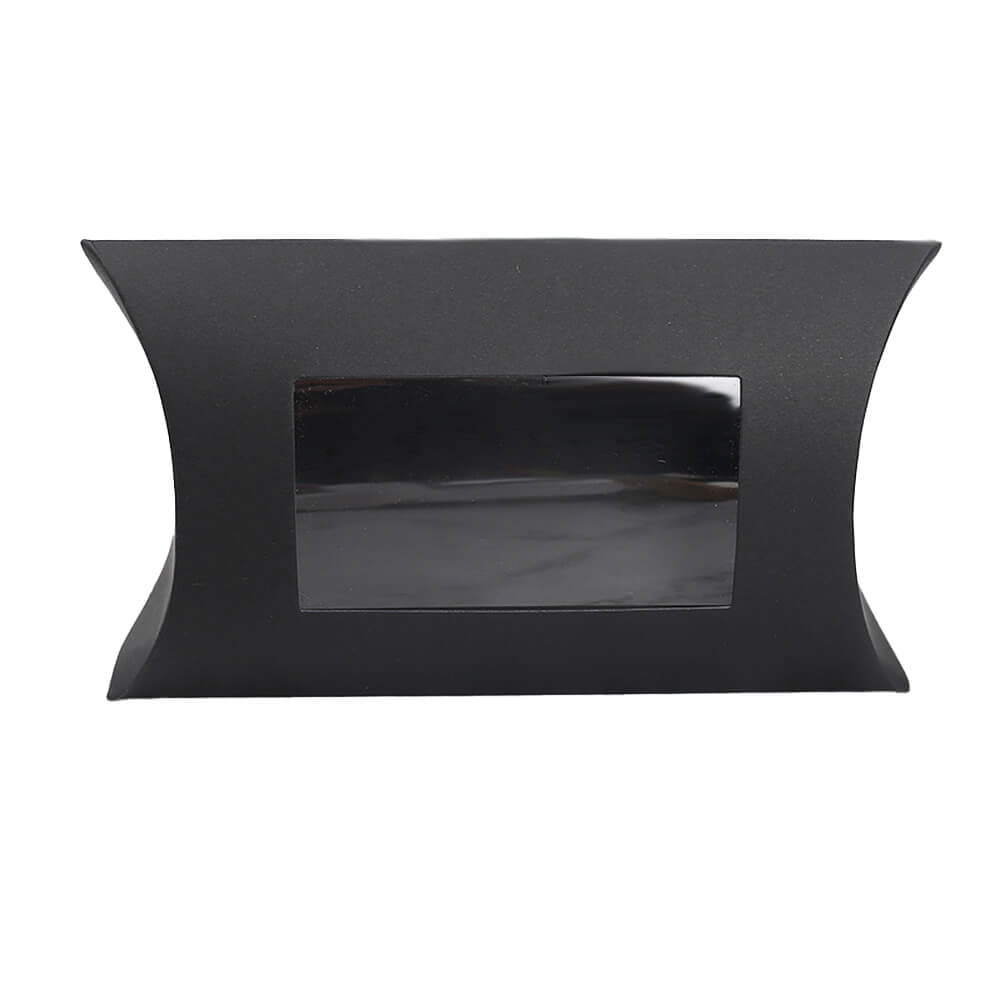 Cutie hârtie în formă de pernă cu fereastră 14,5x7,5cm - negru (set 50 buc) - CraftUp