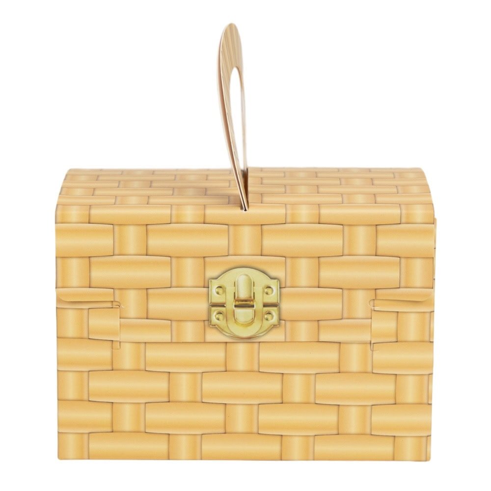 Cutie imitație cufăr cu mâner - maro deschis (set 10 buc) - CraftUp