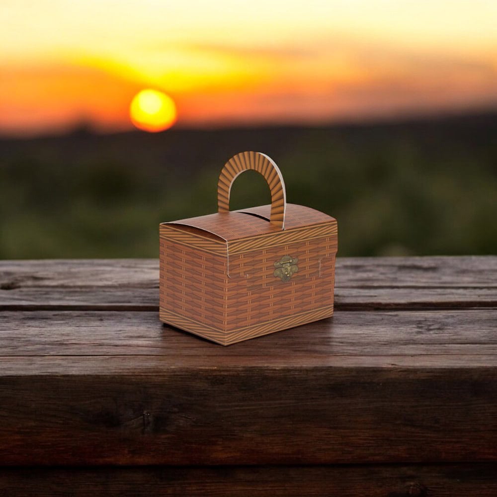 Cutie imitație cufăr cu mâner - maro (set 10 buc) - CraftUp