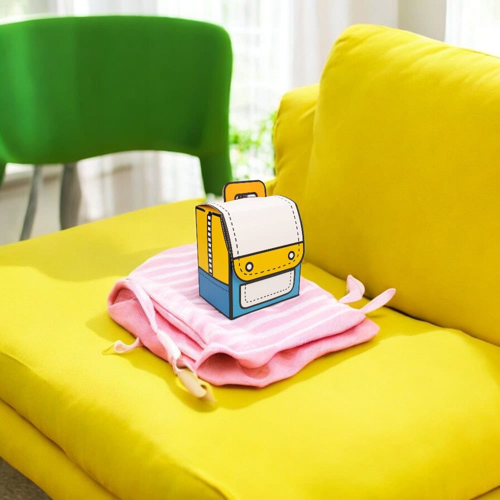 Cutie în formă de ghiozdanel cu mâner - bleu (set 5 buc) - 14x10x16cm - CraftUp