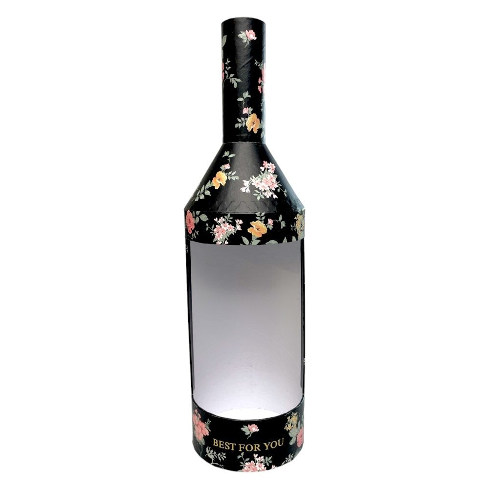 Cutie în formă de sticlă model floral - negru - CraftUp