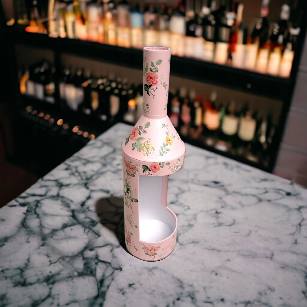 Cutie în formă de sticlă model floral - roz - CraftUp